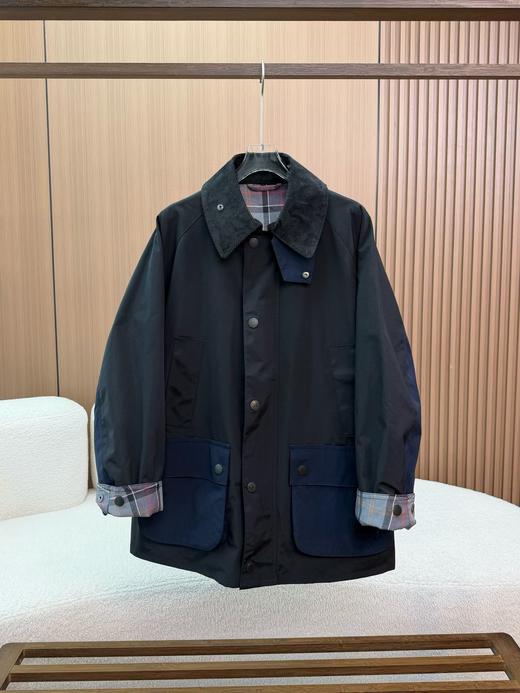 Barbour 巴伯尔新品灯芯绒拼接翻领工装风衣猎装谷仓风外套 商品图0
