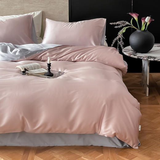 【春夏上新】自然醒A类兰精天丝+棉纯色双拼四件套HS 商品图2