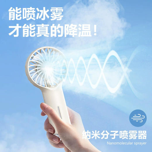 美国 F6迷你手持喷雾小风扇 冰雾降温 三档风力 3-10小时超长续航 商品图2