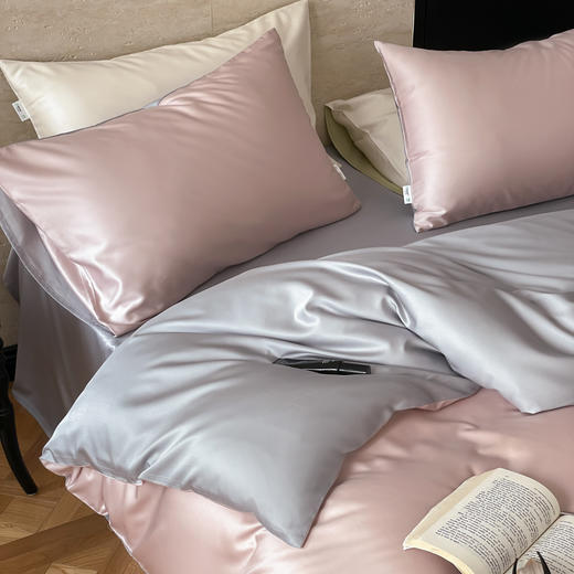 【春夏上新】自然醒A类兰精天丝+棉纯色双拼四件套HS 商品图8