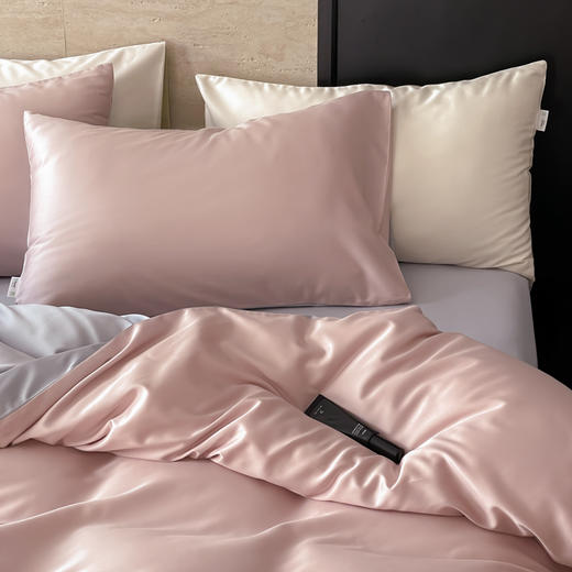 【春夏上新】自然醒A类兰精天丝+棉纯色双拼四件套HS 商品图9