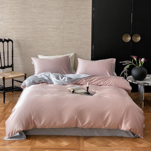 【春夏上新】自然醒A类兰精天丝+棉纯色双拼四件套HS 商品图1