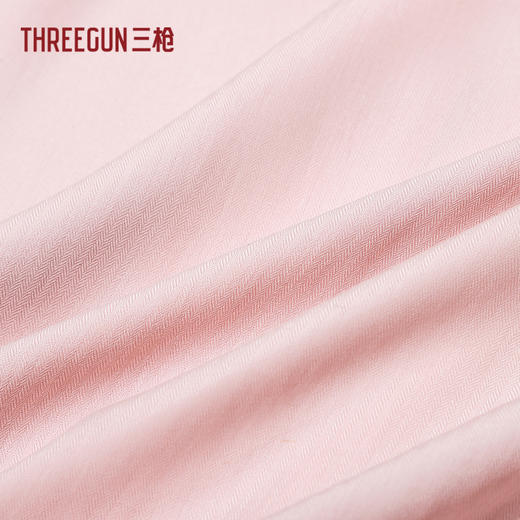 Threegun三枪 爽滑隐条翻领开襟短袖长裤女家居套-82124D011 商品图4