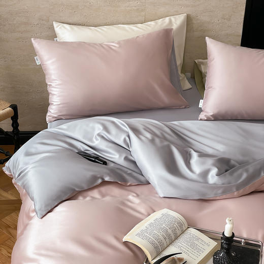 【春夏上新】自然醒A类兰精天丝+棉纯色双拼四件套HS 商品图5