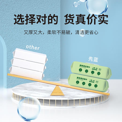严选 | 厨房清洁湿巾 80抽*3包 加厚加大去污清洁 商品图8