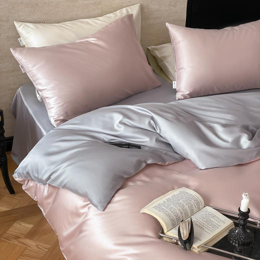 【春夏上新】自然醒A类兰精天丝+棉纯色双拼四件套HS 商品图7