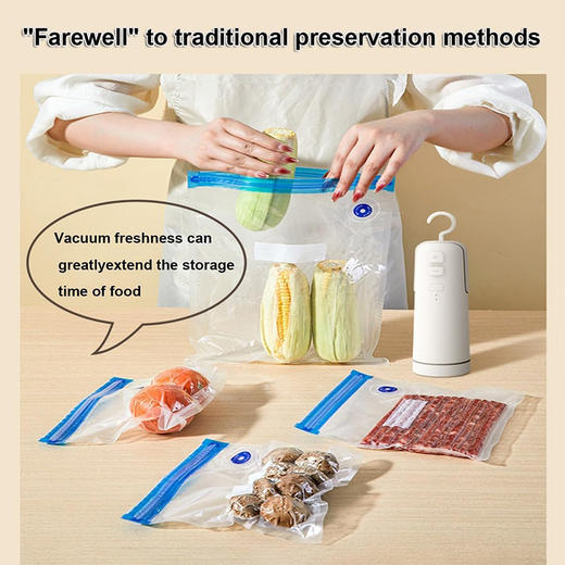 美国 迷你自动真空封口机 便携式家用食品真空封口工具 食材新鲜密封储存（赠送密封袋*6个） 商品图4