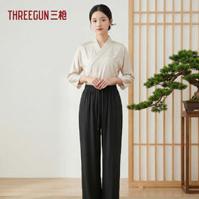 Threegun三枪 冰丝隐条女长裤-T60016B01