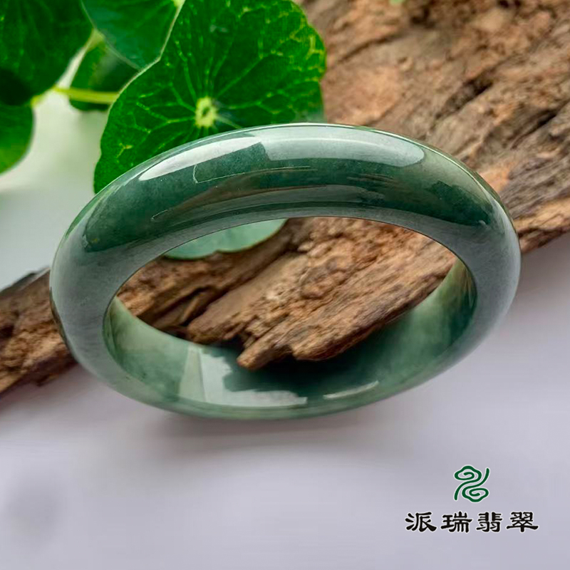 派瑞翡翠 翡翠手镯 糯种 油青