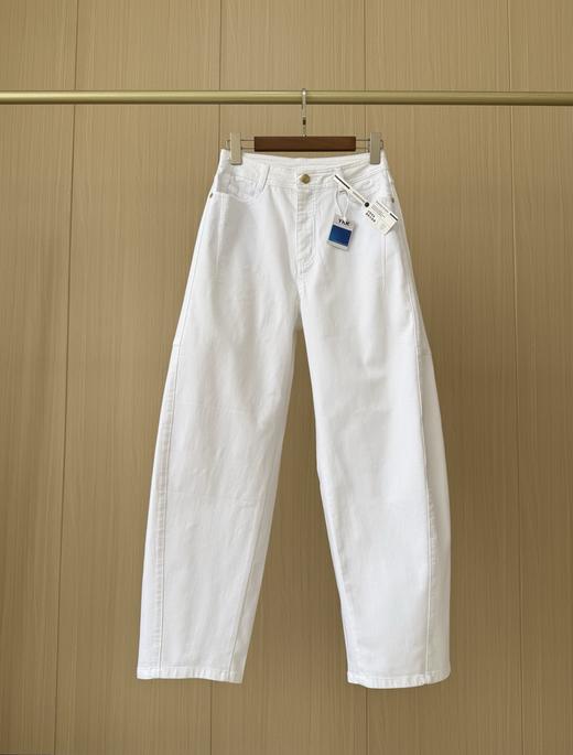 各位女神通勤必备  EP金扣弯刀女款白色牛仔裤 商品图1