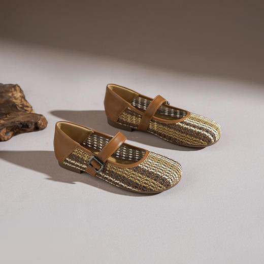 【牛皮革】西村名物2026年夏季新款舒适平底一字带玛丽珍镂空洞洞鞋T26AH17861 商品图3