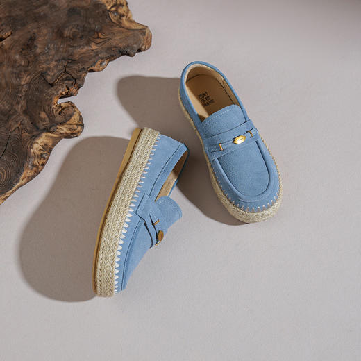 【牛剖层】西村名物2026年春季新款舒适编织厚底超轻平底纯色百搭深口单鞋乐福鞋T26AM17711 商品图3