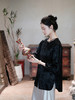 盛唐婧 |提花真丝缎七分袖气质上衣-黑色 商品缩略图2