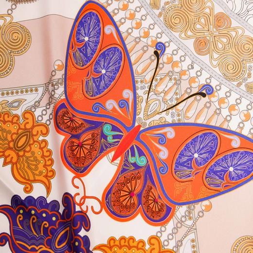 苗银蝴蝶纹样桑蚕丝方巾 商品图2