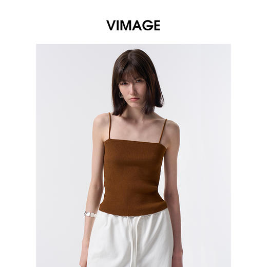 VIMAGE纬漫纪简约纯色百搭修身针织吊带外穿打底上衣2026夏季新款V2501101 商品图6