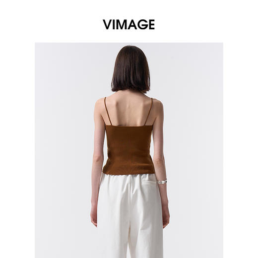 VIMAGE纬漫纪简约纯色百搭修身针织吊带外穿打底上衣2026夏季新款V2501101 商品图9
