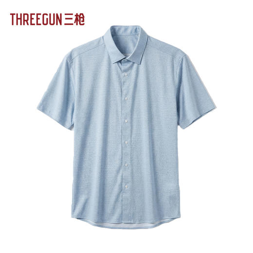 Threegun三枪 时尚弹力印花短袖男士衬衫上衣-81867A011 商品图1