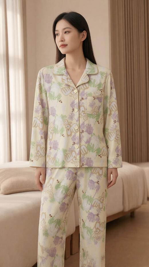 【有棵树翻领富春家居睡衣】2026春夏纯棉家居服 商品图1