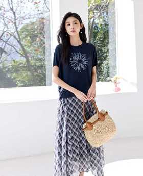 女装26春夏新品圆领大花短袖2223-M28589