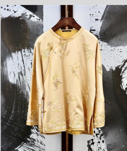 盛唐牡丹大师系列-卢梅红 | 重缎真丝手绣偏襟外套(盛唐牡丹与非遗传承人卢梅红联名系列) 商品图0