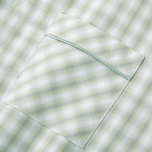 Threegun三枪 纯棉彩格翻领开襟长袖长裤男家居套-T80135D01 商品图8