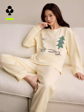 【有棵树天枢空气层情侣卫衣家居服】女士睡衣微绒磨毛2025秋冬新款睡衣女款套头