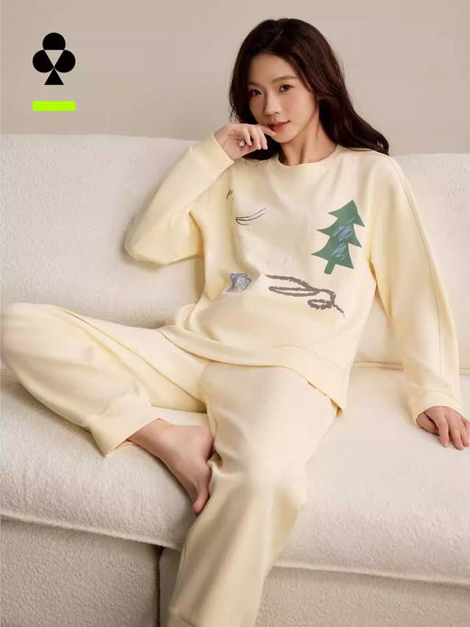 【有棵树天枢空气层情侣卫衣家居服】女士睡衣微绒磨毛2025秋冬新款睡衣女款套头 商品图0