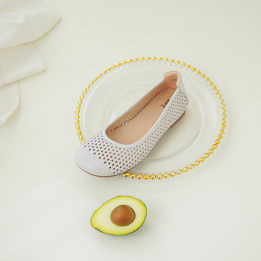 【羊皮革】西村名物2026年夏季新款舒适低跟圆头浅口洞洞空鞋T26AH17971 商品图5