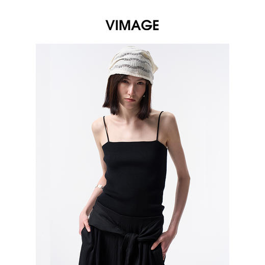 VIMAGE纬漫纪简约纯色百搭修身针织吊带外穿打底上衣2026夏季新款V2501101 商品图4