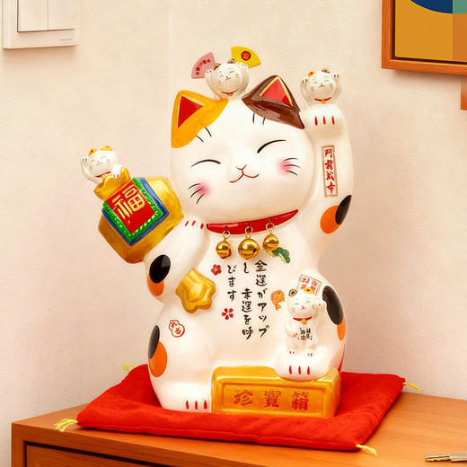 【4月优享】喵侍开运宝盒招财猫摆件大小号店铺收银台前台家居客厅发财猫礼物喵侍开运宝盒招财猫（小号） 商品图5