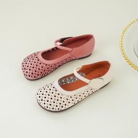 【牛皮革】西村名物2026年夏季新款舒适平底牛油果色一字带玛丽珍洞洞空鞋X26AH17881