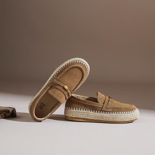 【牛剖层】西村名物2026年春季新款舒适编织厚底超轻平底纯色百搭深口单鞋乐福鞋T26AM17711 商品图6