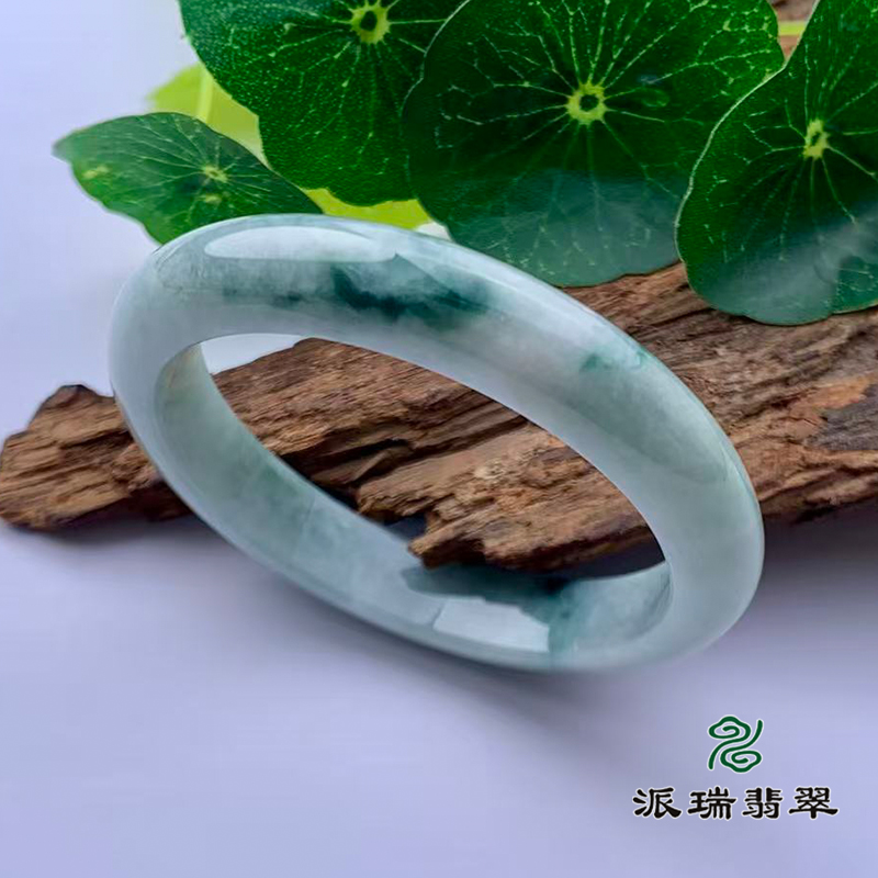 派瑞翡翠 翡翠手镯 糯种 飘花