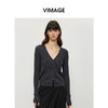 VIMAGE纬漫纪V领针织开衫修身短款简约外搭披肩上衣2026夏季新款V2501114 商品缩略图2