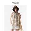 VIMAGE纬漫纪度假风挂脖露肩显瘦无袖印花上衣2026夏季新款V2513221 商品缩略图1