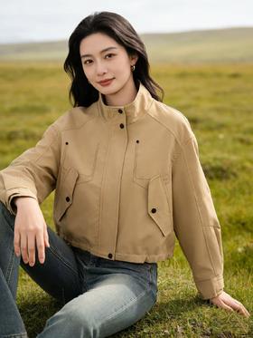 418良粉节|2026 活动爆款【自营】衣周期～T22设计感明线休闲可抽绳下摆风衣外套-喜出