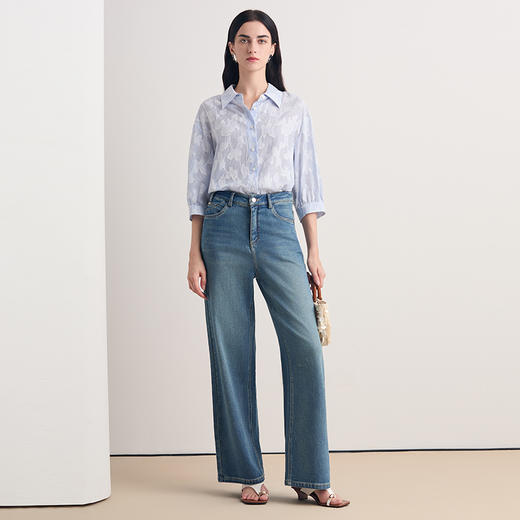 EITIE爱特爱气质通勤印花直筒衬衫上衣8609301 商品图2
