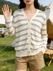 享8折优惠|五一大促羊毛衫！春薄款！品牌促➡️【自营】衣周期格亿（30%羊毛）6908 V领针织条纹羊毛开衫-喜出 商品缩略图3