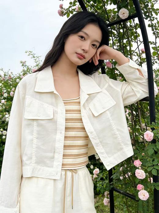 品牌促【自营】衣周期 （两件套）9123 23%天丝 短款衬衫➕纯棉背心 套装两件套上衣-喜出 商品图3