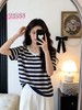 LS竹纤维女士时尚V领条纹针织半袖76044 商品缩略图0