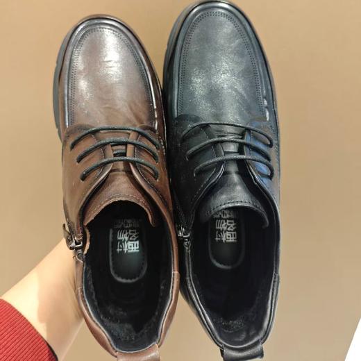 【牛皮革】西村名物2025年冬季新款舒适毛绒内里保暖系带高帮休闲男鞋X15DU4976101D 商品图3