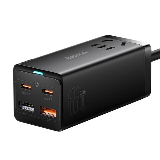 BASEUS/倍思 GaN3 Pro氮化镓桌面插线板 多口PD快充 AC+2U+2C 65W 中规 黑色 CCGAN65-1ACC 商品图1