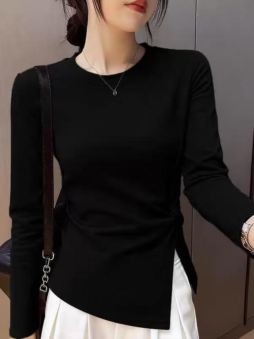 【自营】~王炸爆款 超舒服！2026扭结不规则收腰T恤长袖打结设计感上衣0 3663-喜出 商品图1