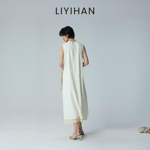 LIYIHAN 2026夏季新款通勤桑蚕丝连衣裙米白色女真丝背心裙设计感 商品图4
