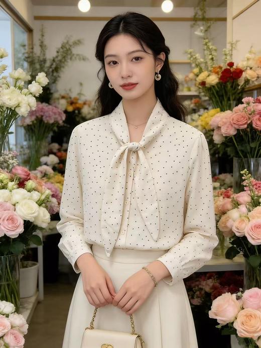 活动爆款【自营】衣周期～3515波点打结衬衫上衣小衫-喜出 商品图0