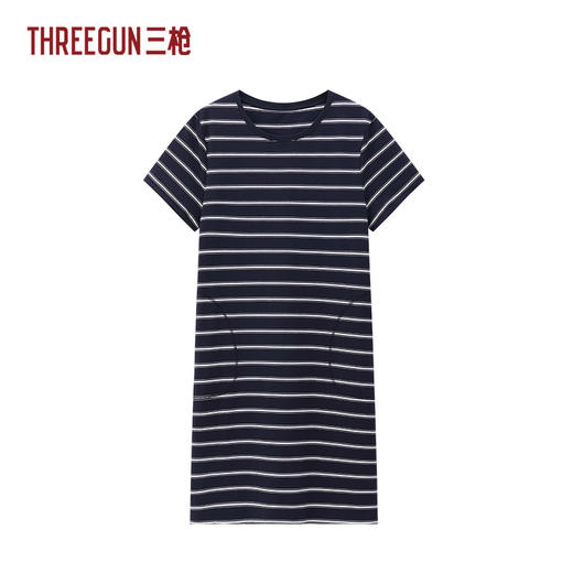 Threegun三枪 彩条冰泉棉短袖女家居裙-T70023A01 商品图2