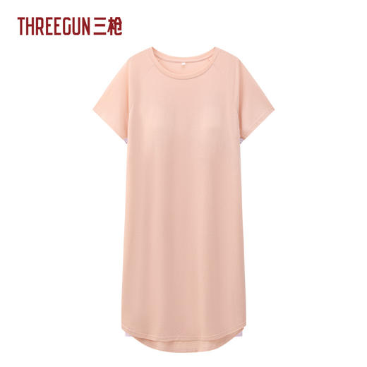 Threegun三枪 莱赛尔隐条圆领插肩短袖bra女家居裙-T70025A01 商品图1