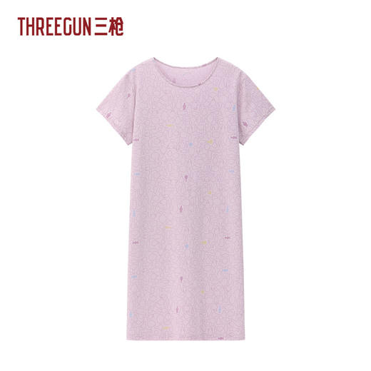 Threegun三枪 水柔棉印花圆领短袖女家居裙-T70024A01 商品图3