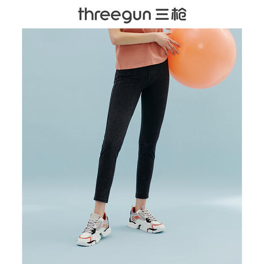 Threegun三枪 【水洗牛仔】修身女士九分裤牛仔裤-60882B911 商品图1