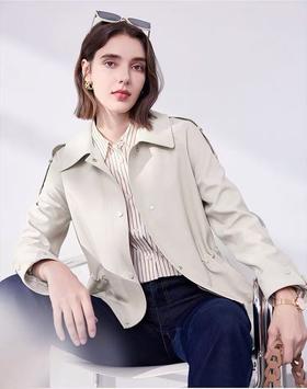 活动爆款【自营】衣周期～T03短款可收腰风衣外套-喜出